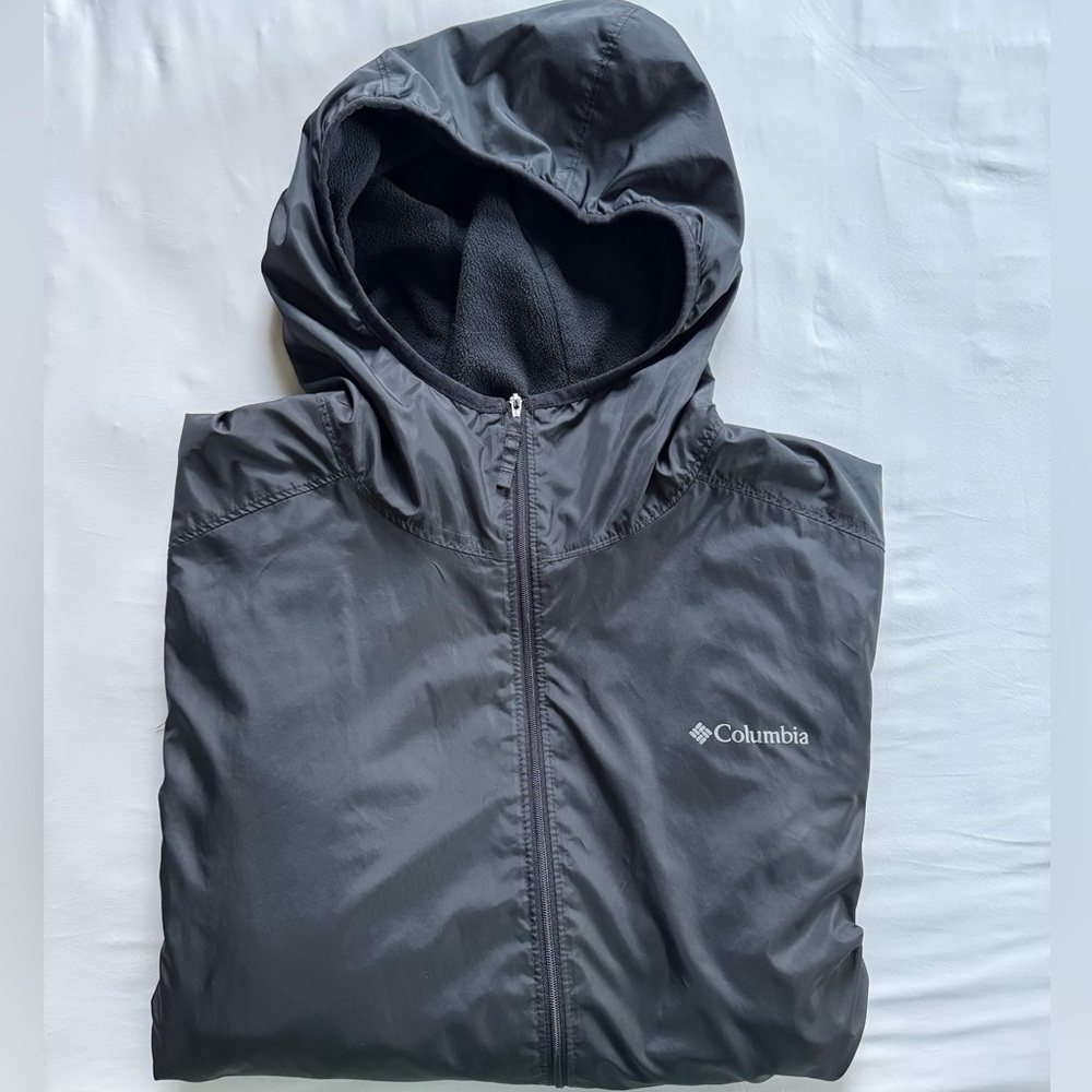 Columbia Men's Black Fleece Lined Windbreaker Jacket Size Large